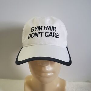 TEK Gear Gym Hair Don't Care White Black Baseball Hat Cap